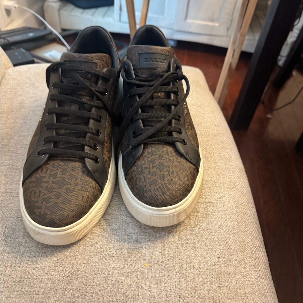 Bally Men's Black and Brown Patterned Sneakers